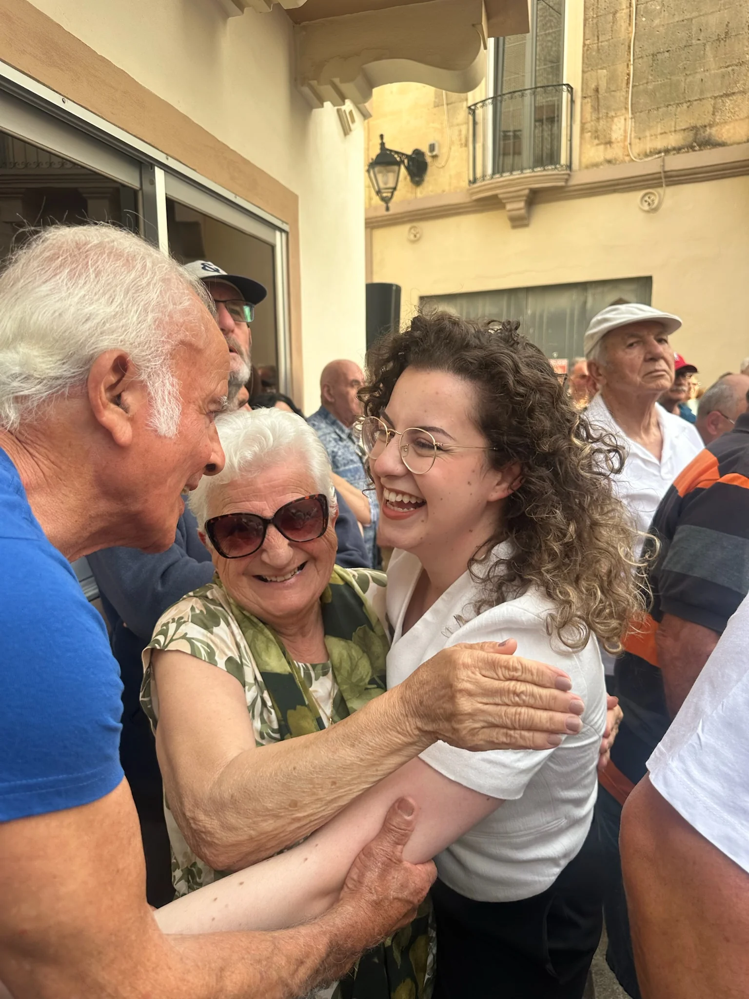 Eve Borg Bonello at Partit Nazzjonalista outdoor press conference with policy document